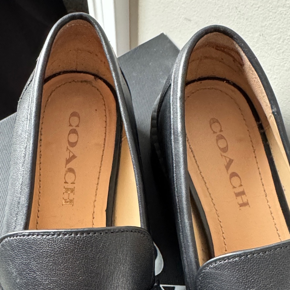 Coach Black Leather Slip-On Loafers Size 7 - Picture 15 of 17